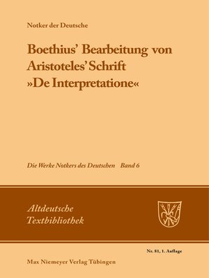 cover image of Boethius' Bearbeitung von Aristoteles' Schrift »De Interpretatione«